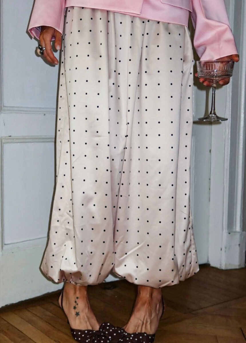 Polka Dot Satin Loose Pants