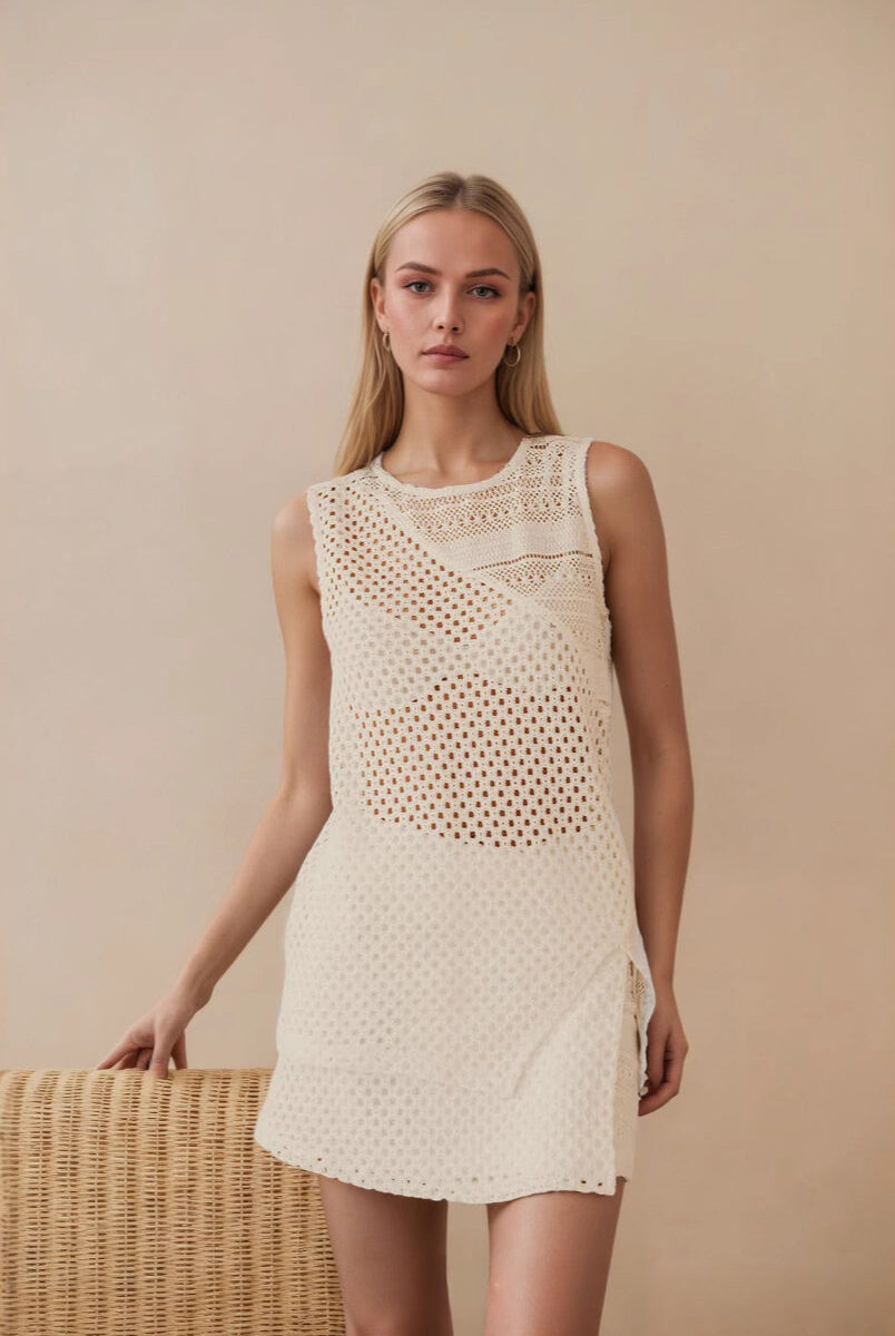 Hollow Out Knit Vacation Cover Up